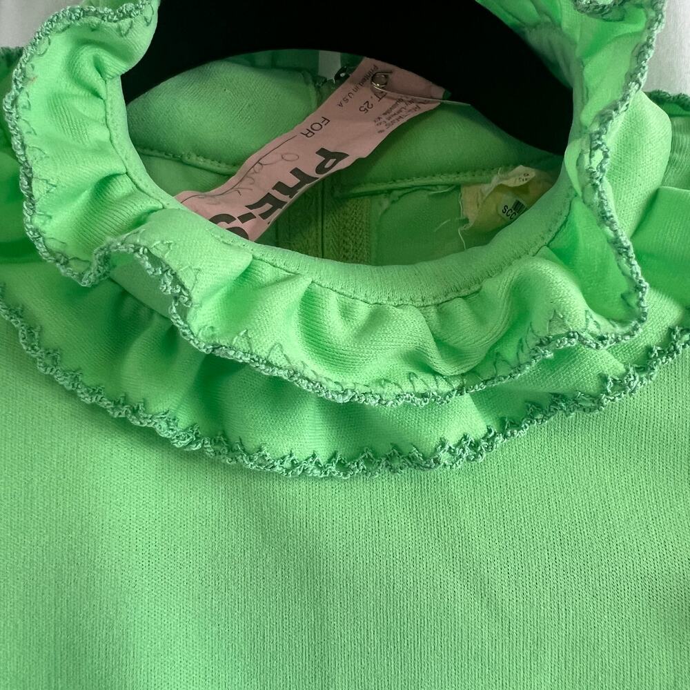 Vintage Prairie Green Ruffle 70s/ 80s Bridesmaid Maxi Dress Cottagecore Size XS - Picture 5 of 12